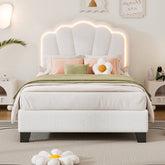 Bellemave® Upholstered Flower - Shape Bed, Elegant Flowers Headboard with LED Light Strip - Bellemave